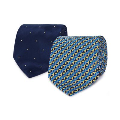 Pack of two blue printed ties